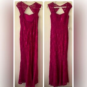 Vintage LA Scala Prom Dress Maxi Gown Y2K Goth Glam Maroon Red Mermaid Large